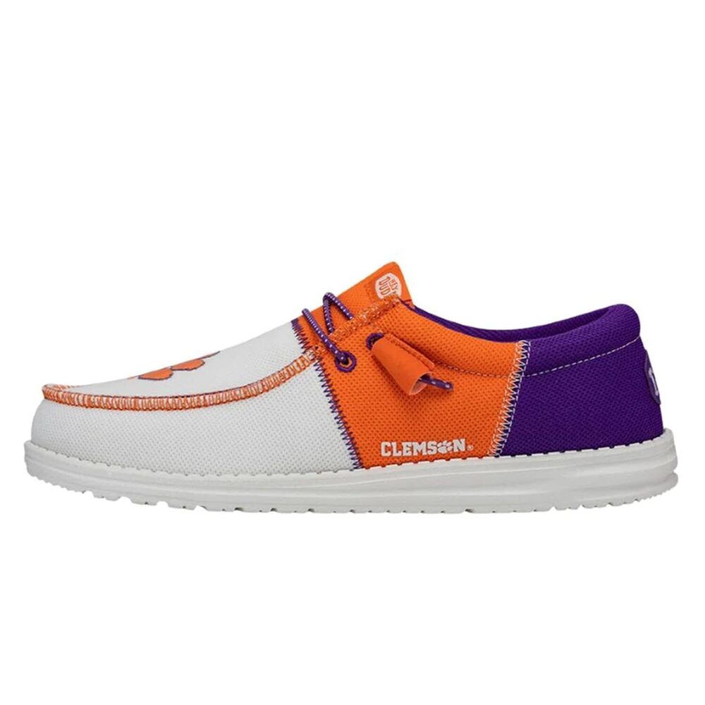 HEYDUDE Mens Wally Shoes, Men's Slip-on Loafers, Clemson Orange/Purple, 11